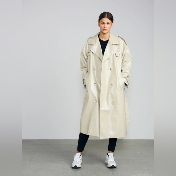 MEOTINE BOBBY TRENCH VEGAN LEATHER - LIGHT GREY - Picture 10 of 13